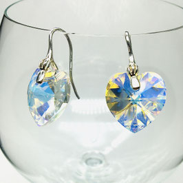 Ohrringe Herz 925 Silber mit SWAROVSKI® Kristallen