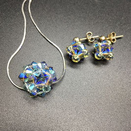 Schmuckset blau Anhänger mit Kette und Ohrstecker 925 Silber mit SWAROVSKI® ELEMENTS