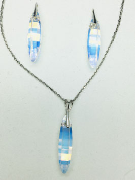 Schmuckset Ellipse Anhänger mit Kette und Ohrringe 925 Silber mit SWAROVSKI® Kristallen