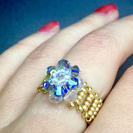 Ring Blume mit SWAROVSKI® ELEMENTS