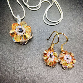 Schmuckset Blume Anhänger mit Kette und Ohrringe 925 Silber mit SWAROVSKI® ELEMENTS