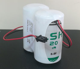 Pacco batterie Litio SAFT  2LSH20   2 x D  7,2V  con connettore compatibile  antifurto ELKRON