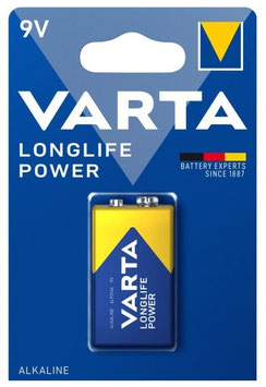 Pile 9V Transistor Alcaline  VARTA Longlife Power