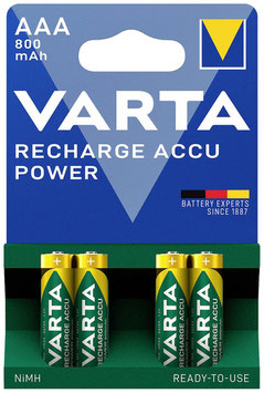 BATTERIE AAA   RICARICABILI VARTA  800  mAh