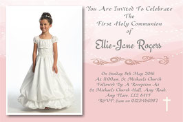 First Holy Communion Invitations pink Ref 12