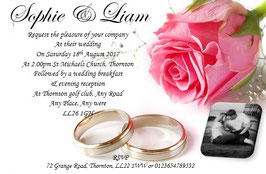 Personalised Wedding Day Invites Ref WDPR PHOTO