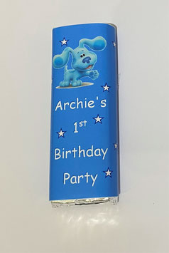 Cute Blue Chocolate Bar WRAPPERS Personalised Favours REF K1