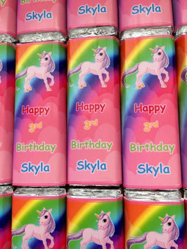 Kitkat DIY WRAPPERS Personalised with your message, Unicorn, Rainbow, Pink Ref K39