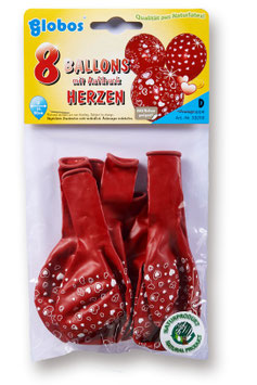 8 Ballons "Herz-Aufdruck"