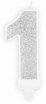 Kerze "1" silber