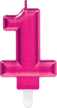 Kerze "1" pink