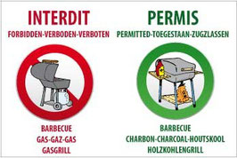 Panneau Barbecue charbon interdit - gaz permis