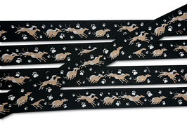 1m Windhunde Webband Borte Hund, 25mm breit, schwarz mit Glitzer, 2 Farbvarianten