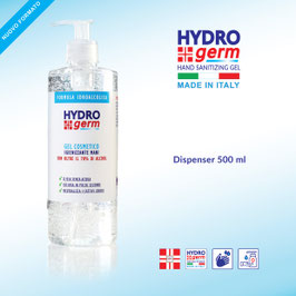 Dispenser da 500 ml di Gel idroalcolico igienizzante mani Hydrogerm con oltre il 70% di soluzione alcolica