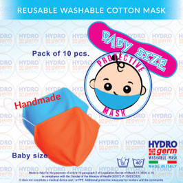 Hydrogerm baby size washable precautionary mask - Package 10pcs. Reusable with antibacterial treatment