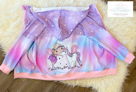 Sweatjacke Einhorn mit Mädchen 110/116