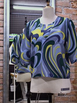 Bluse aus 100% Wolle - Unikat mit grafischem Muster