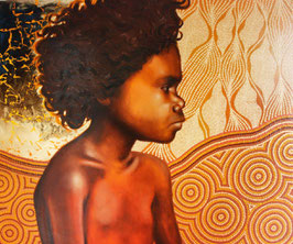Gemälde "Dreamtime", Acryl, Öl und Blattgold auf Leinwand, 100X120 cm, Unikat