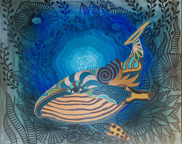Gemälde "Blauwal", 150X120 cm, Acryl auf Leinwand