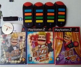 PlayStation 2 Is alleen europe versie   Buzz! Draadloze Buzzers Mega Set + 3 game    alleen voor kinderen game  video games playstation 2 verzameling tweedehands  productnummer158