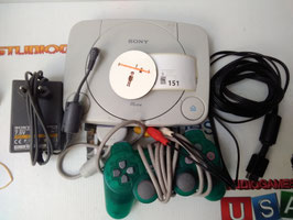 Playstation1 originele PSONE SCPH- 102 kleur wit  groen controller+1 console+  alle  europeaan versie  productienummer 151  tweedehands