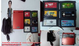 Nintendo Game Boy Advance SP (Flame Red) + 6 Games & Lader productienummer 90  tweedehands
