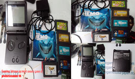 Nintendo Game Boy Advance SP (Zwart) + 5 Games & Boekje productienummer 88  tweedehands