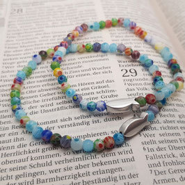 Armband "Millefiori", bunt, Fischle silberfarben
