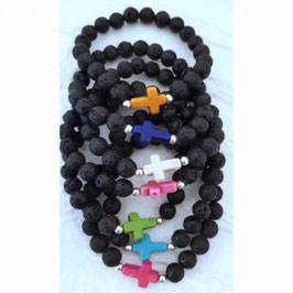 Christliche Armbänder mit Howlithkreuz, 925er Silberperle