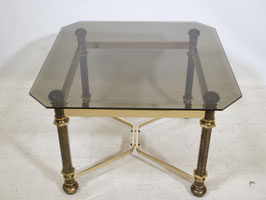 Hollywood Regency Couchtisch aus Messing und Rauchglas 70er Jahre Vintage