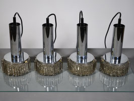 Set von 4 Space Age Deckenlampen aus Bubble Glas & Chrom von Staff, 70er Jahre