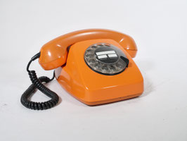 Vintage Space Age Wählscheiben Telefon Orange 70er Jahre Mid-Century