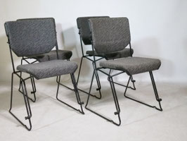 Vintage Giroflex Stapelstühle aus Metall und Stoff im Mid-Century Design Albert Stoll für Giroflex – 4er Set