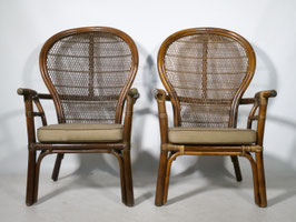 True Vintage Rattan Sessel Set mit Geflecht 60er Jahre Design