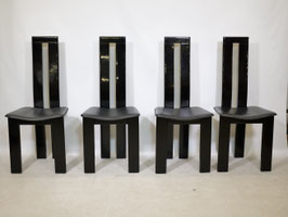 4er Set Postmoderne Design Esszimmerstühle von Pietro Costantini, 70er 80 er Jahre Vintage