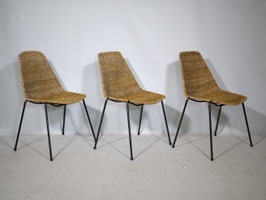 Basket Chair Vintage Design Stühle von Gian Franco Legler, 60er Jahre 3er Set