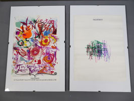 Kunst Plakat von Jean Tinguely, Palazzo Grassi Venedig 1987 Vintage inkl Zeichnung