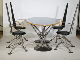 Postmodern Futuristisches Design Esszimmer Set Tisch Stühle 90er Jahre