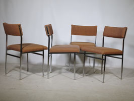 Vintage Mid Century Stühle aus Chrom und Stoff, Set von 4, 70er Jahre