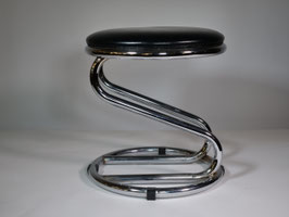Vintage Chrom Leder Hocker Modern Design, 1980er Jahre