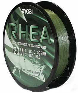 Леска плетёная RYOBI PE RHEA 8* 120m d-0.128 #6.0kg Dark green