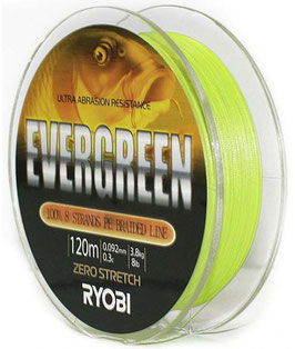 Леска плетёная RYOBI PE EVERGREEN 8* 120m d-0.203 #11.0kg Yellow