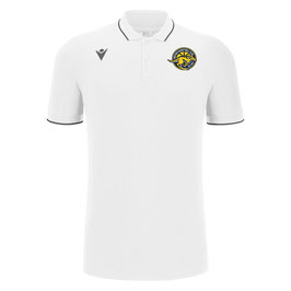 MACRON Comedy Eco Polo-Shirt weiß mit kleinem HBC Logo und Coach-Schriftzug