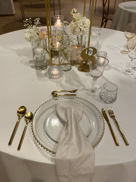 Platzteller Glas dotrand gold