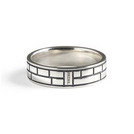 Solid Silver Ring, Double Amsterdam Brick Print