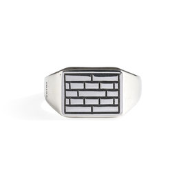 Solid Silver Signet Ring with Amsterdam Brick Print