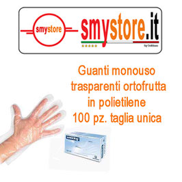 Guanti monouso trasparenti in polietilene - 100 pezzi. taglia- unica