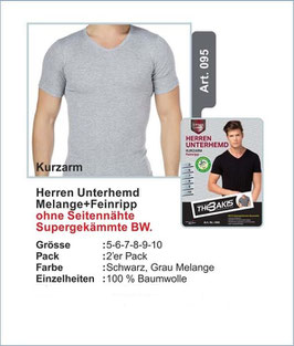 Herren Unterhemd   Kurzarm   schwarz+grau   2er-Pack