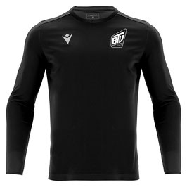 MACRON Rigel Hero Sport-Shirt schwarz langarm mit kleinem Brühler TV Logo, BTV Schriftzug und Wunschname