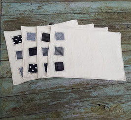 Lot de 4 sets en toile métis avec appliqué inversé de carrés